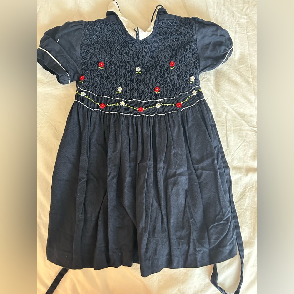 Smocked Navy Dress 3T